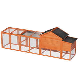 113.5" Large Wooden Chicken Coop Outdoor Hen House with Run, Waterproof Roof & Nesting Box, Secure Lock, Removable Tray, Ramp & Perch for 2–4 Chickens or Small Pets Dweva