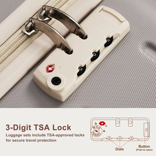 Premium ABS Travel Luggage Set , 3-Piece TSA Lock Suitcase Ensemble with 20, 24, and 28 Inch Sizes with 360° Spinner Wheels, rosybrown Dweva