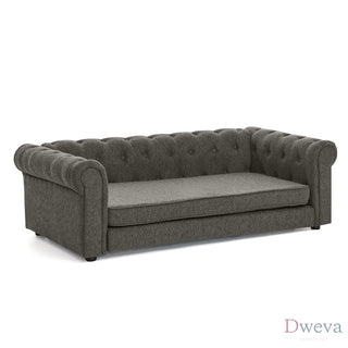 Elegant rectangular pet bed for big and oversized dogs, durable elevated dog sofa bed, comfortable dog sofa, modern and fashionable linen fabric dog sofa-DARK GREY Dweva