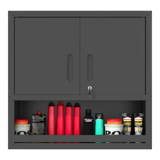 Metal Wall-Mounted Tool Storage Cabinet with Locking Door and 1 Shelf 1 Opened Drawer for Garage Warehouse,Office,Assembly Required Dweva