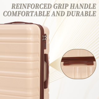 HIFINE TOURIST 20"/24"/28" 3 pcs/set in ABS Spinner Wheel Luggage, Carry on Suitcase, Matching Color, Combination Lock (Beige) Dweva