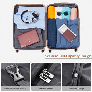 Luggage Sets New Model ABS Hardshell 3pcs Clearance Luggage Hardside Lightweight Durable Suitcase sets Spinner Wheels Suitcase with TSA Lock 20''24''28''( Grey Green) Dweva