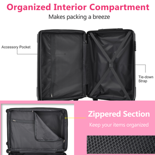 Hardshell Luggage, Lightweight Durable ABS Suitcases with Double Wheels, Expandable 28-inch Checked Luggage 28" (Pink) Dweva