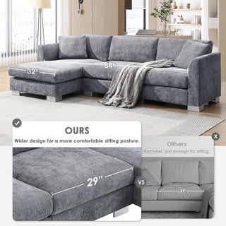 Seren 96" Chenille Cloud Sectional Sofa Dweva