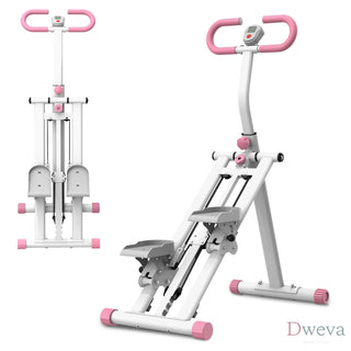 Stair Stepper with Resistance Home-Upgrade Vertical Climber Workout Machine for Full-Body Exercise Climber Fitness Equipment with Stable Frame Adjustable Handlebar-Pink Dweva