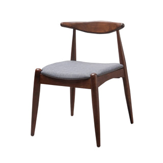 Set of 2 Rubberwood Dining Chairs with Ergonomic Backrest & Comfort Cushions, Walnut+Light Gray (same sku: 59296.00FDBEI) Dweva