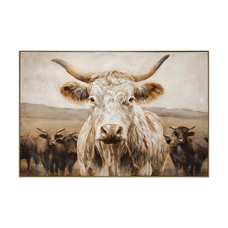 White Highland Cow Canvas Wall Art - Modern Minimalist Animal Art Print for Living Room Bedroom Decor, Framed in Solid Wood, Nature Inspired Wall Decordecorative picture Oil painting Dweva