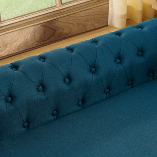 Elegant rectangular pet bed for big and oversized dogs, durable elevated dog sofa bed, comfortable dog sofa, modern and fashionable linen fabric dog sofa-DARK BLUE Dweva