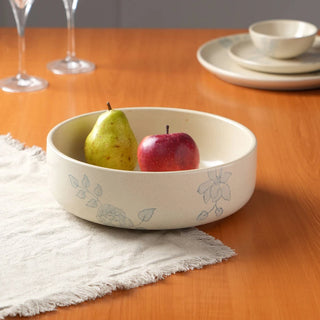 Off-White Ceramic Printed Serving Bowl – Elegant Pasta Bowl for Stylish Dining-1700ml Dweva