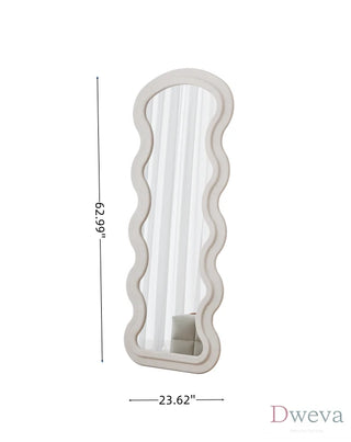 Flannel Full Length Wave Floor Mirror for Bedroom living room Hanging or Against The Wall(white) Dweva