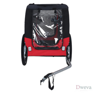 Large Folding Bike Trailer for Dogs – 66LB Capacity All-Terrain Pet Carrier, Durable Steel Frame for Cycling, Jogging, Camping & Outdoor Adventures, Black- Red Dweva