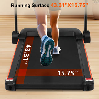 Treadmills for Home, 2.5HP Quiet Folding Treadmill with Heart Rate Sensor, 300lbs Weight Capacity, 7.5MPH, Incline Treadmill With USB Charge Station For Android & Bluetooth Speaker, 6 Shock-Absorbing