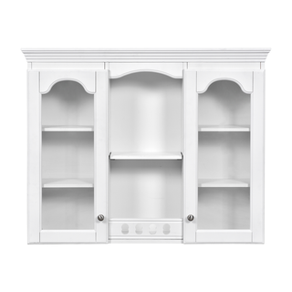 Wall Mounted Medicine Cabinet, Bathroom Wall Cabinet with 2 Glass Doors, Over The Toilet Space Saver Storage Cabinet with Ample Storage, White Dweva