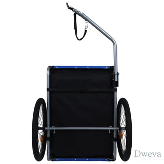 Large Folding Bike Trailer for Dogs – 66LB Capacity All-Terrain Pet Carrier, Durable Steel Frame for Cycling, Jogging, Camping & Outdoor Adventures, Gray- Blue Dweva