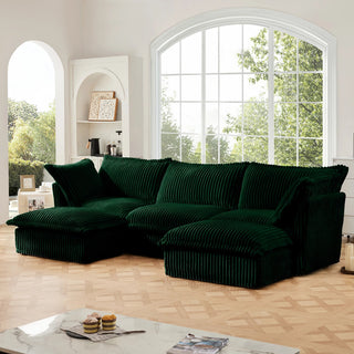 Slipcovered Fluffy Sofa - 3 Seat with 2 Ottoman Dweva