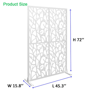 Metal Privacy Screens W3.8Ft X H6Ft Outdoor and Indoor Divider with Free Standing Decorative Privacy Screen for Balcony Patio Garden Room Divider, White Bird Shape Dweva