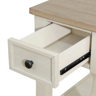 Light Brown MDF Top and White Oak Drawer Living Room Side Table Karo Home