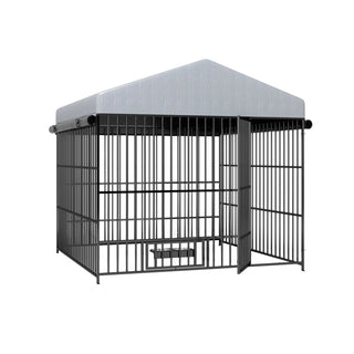 Large Dog Kennel Outdoor Pet Pens Dogs Run Enclosure Animal Hutch Metal Coop Fence with Roof Cover(6.6'L x 6.6'W x 6.4'H) Dweva