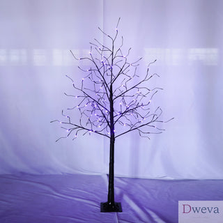 3 Pac Halloween Spooky Tree with Purple Lights, 4FT 5FT and 6FT, Lighted Black Tree for Halloween Decoration Dweva