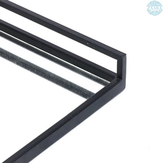 Handcrafted Glass With Metal Frame Serving Tray - 20x20x3 Inches | Rustic & Elegant Design for Entertaining-Set of 2 Dweva