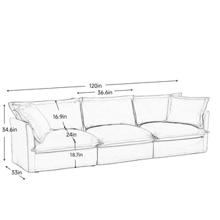 Slipcovered Fluffy Sofa - 3 Seat Dweva