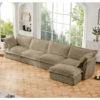 Slipcovered Fluffy Sofa - 4 Seat with Ottoman Dweva