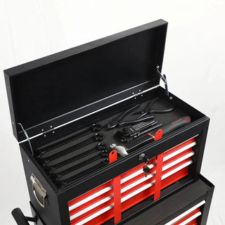 eight-drawer large capacity rolling toolbox, detachable cabinet storage toolbox with wheels and drawers, detachable toolbox with lock for workshop mechanical garage BLACK+RED Dweva