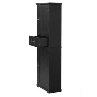 Tall Bathroom Storage Cabinet, Freestanding Storage Cabinet with Drawer and Adjustable Shelf, MDF Board with Painted Finish, Black (Old Sku:WF312727AAB)
