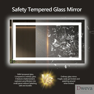 72x36 Inch Frameless LED Bathroom Mirror,Smart Mirror Dweva
