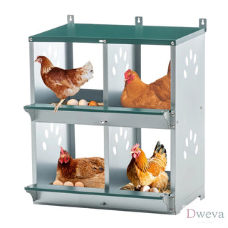 4 Compartment Chicken Nesting Boxes, Metal Nesting Boxes Wall Mount Chicken Egg Laying Box for Different Chicken Breeds Dweva