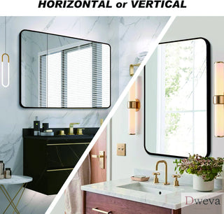 30x40 Inch Black Metal Framed Rectangular Bathrrom Mirror for Wall.(W2203134112) Dweva
