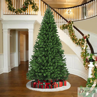 Artificial Christmas Tree, 12ft Premium Unlit Realistic Spruce Holiday Décor w/Dense Branches, Easy Assembly, Metal Base Dweva