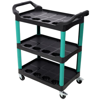 3 Tier Rolling Auto Detail Cart With Wheels,Car Wash Organizer for Detailers Garage, Workshop, Repair Shop, Storage Tool, Green&Black Dweva