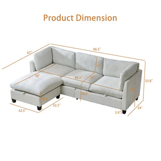 96.5" Sectional Couch Dweva