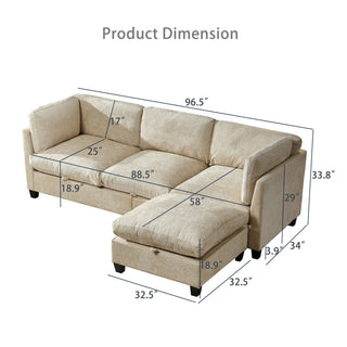 96.5" Sectional Couch Dweva