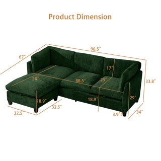 96.5" Sectional Couch Dweva