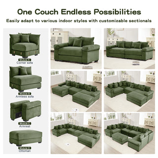 Velora Cloud Modular Sofa - Green