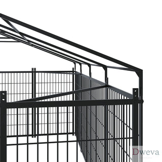 Large Dog Kennel Outdoor Pet Pens Dogs Run Enclosure Animal Hutch Metal Coop Fence with Roof Cover. 9.62'L x 9.35'W x 6.18'H. Dweva