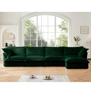 Slipcovered Fluffy Sofa - 4 Seat with Ottoman Dweva