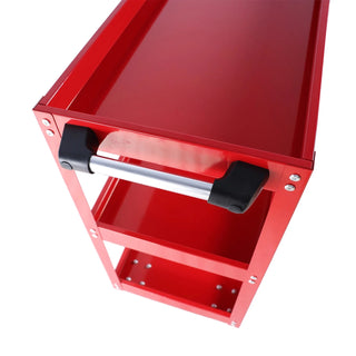 Tool Cart on Wheels, 3 Tier Rolling Mechanic Tool Cart, Heavy Duty Steel Utility Cart w/Lockable Wheels, 450 LBS Capacity Industrial Service Cart for Garage, Warehouse, Workshop (Bright Red) Dweva