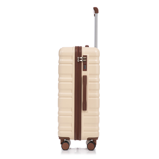 HIFINE TOURIST 20"/24"/28" 3 pcs/set in ABS Spinner Wheel Luggage, Carry on Suitcase, Matching Color, Combination Lock (Beige) Dweva