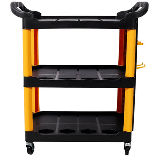 3 Tier Rolling Auto Detail Cart With Wheels,With Panel & Hook,for Detailers Garage, Workshop, Repair Shop, Storage Tool, Yellow&Black Dweva