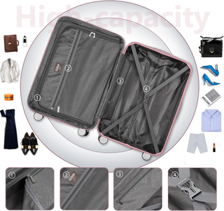 Luggage Sets 6 Piece with Duffel Bags, Hardside Expandable Suitcases with Spinner Wheels TSA Lock, Pink Dweva