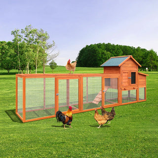 122＂Large Wooden Chicken Coop,Outdoor Hen House with Nesting Box ,Wire Fence Poultry Cage Dweva