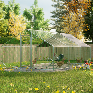 Large Metal Chicken Coop, Walk-in Chicken Run,Galvanized Wire Poultry Chicken Hen Pen Cage, Rabbits Duck Cages with Waterproof and Anti-Ultraviolet Cover for Outside(10' L x 20' W x 6.56' H) Dweva