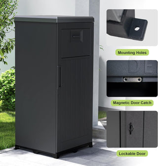 Package Delivery Box for Outside, Large Parcel Drop Box with Lockable Secure, Waterproof Resin Storage Anti-Theft Outdoor Package Delivery for Porch, Curbside, House Dweva