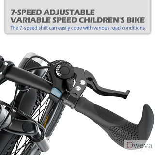 FKZNPJ 24 Inch Kids Mountain Bike for Boys & Girls Ages 7-12 – 7-Speed Gears, Dual Disc Brakes, Shock Absorber Front Fork, LED Light – Silver & Pink Dweva