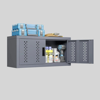 Metal garage cabinet with door, wall-mounted storage cabinet, floating tool cabinet for basements, kitchens, and warehouses (gray, 11.81" H) Dweva