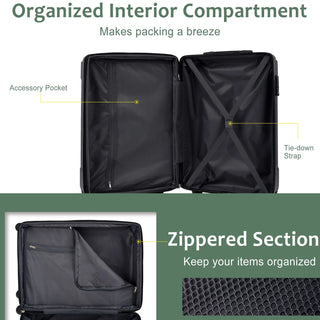 Hardshell Luggage, Lightweight Durable ABS Suitcases with Double Wheels, Expandable 28-inch Checked Luggage 28" (Green) Dweva