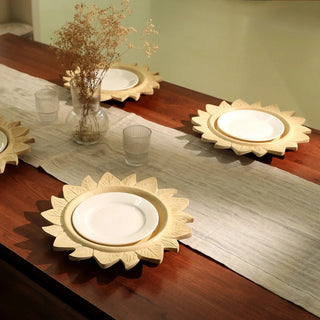 Handcrafted 13" Wood Charger Plate Wooden Dinning Placemat Artisan Wood Tableware Dweva